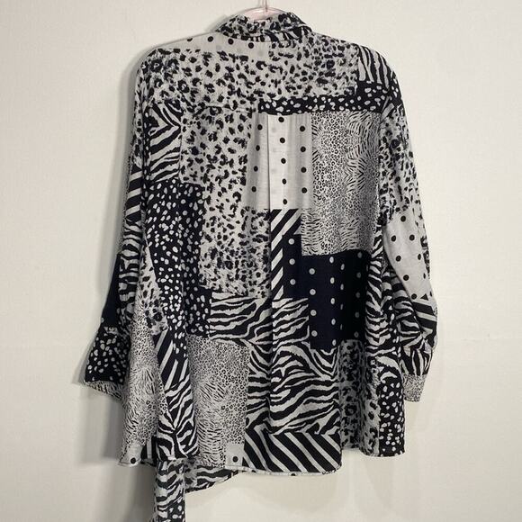 Multiples Boho Top Mixed Media Patchwork Asymmetrical Art to Wear Women's Large - Picture 6 of 10